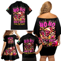 Christmas Skull Family Matching Off Shoulder Short Dress and Hawaiian Shirt Ho Ho Holy Shit I'm Drink - Wonder Print Shop