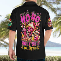 Christmas Skull Hawaiian Shirt Ho Ho Holy Shit I'm Drink - Wonder Print Shop