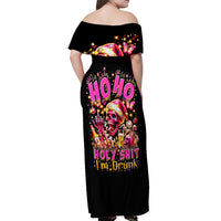 Christmas Skull Off Shoulder Maxi Dress Ho Ho Holy Shit I'm Drink - Wonder Print Shop