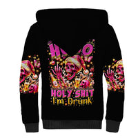 Christmas Skull Sherpa Hoodie Ho Ho Holy Shit I'm Drink - Wonder Print Shop