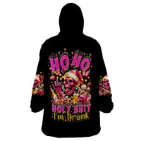 Christmas Skull Wearable Blanket Hoodie Ho Ho Holy Shit I'm Drink - Wonder Print Shop