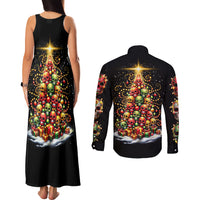Christmas Sugar Skull Couples Matching Tank Maxi Dress and Long Sleeve Button Shirt Christmas Tree Sugar Skull - Wonder Print Shop