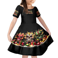 Christmas Sugar Skull Family Matching Long Sleeve Bodycon Dress and Hawaiian Shirt Christmas Tree Sugar Skull - Wonder Print Shop