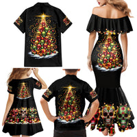 Christmas Sugar Skull Family Matching Mermaid Dress and Hawaiian Shirt Christmas Tree Sugar Skull - Wonder Print Shop