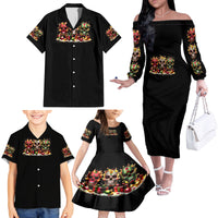 Christmas Sugar Skull Family Matching Off Shoulder Long Sleeve Dress and Hawaiian Shirt Christmas Tree Sugar Skull - Wonder Print Shop