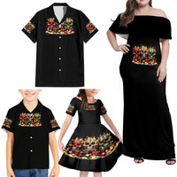 Christmas Sugar Skull Family Matching Off Shoulder Maxi Dress and Hawaiian Shirt Christmas Tree Sugar Skull - Wonder Print Shop