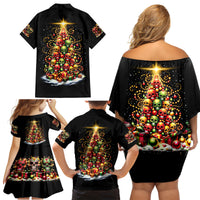 Christmas Sugar Skull Family Matching Off Shoulder Short Dress and Hawaiian Shirt Christmas Tree Sugar Skull - Wonder Print Shop