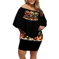 Christmas Sugar Skull Family Matching Off Shoulder Short Dress and Hawaiian Shirt Christmas Tree Sugar Skull - Wonder Print Shop