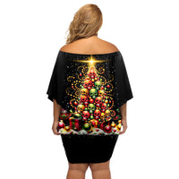 Christmas Sugar Skull Off Shoulder Short Dress Christmas Tree Sugar Skull - Wonder Print Shop