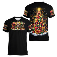 Christmas Sugar Skull Women V Neck T Shirt Christmas Tree Sugar Skull - Wonder Print Shop