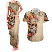 Sugar Skull Couples Matching Tank Maxi Dress and Hawaiian Shirt Rose Sugar Skull Vintage - Wonder Print Shop