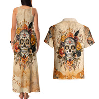 Sugar Skull Couples Matching Tank Maxi Dress and Hawaiian Shirt Rose Sugar Skull Vintage - Wonder Print Shop