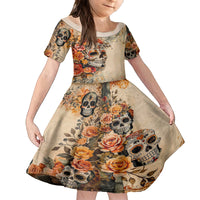 Sugar Skull Family Matching Off Shoulder Short Dress and Hawaiian Shirt Rose Sugar Skull Vintage - Wonder Print Shop