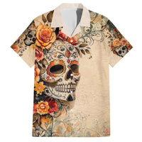 Sugar Skull Family Matching Short Sleeve Bodycon Dress and Hawaiian Shirt Rose Sugar Skull Vintage - Wonder Print Shop