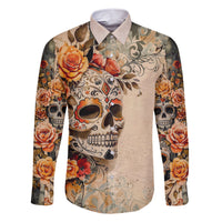 Sugar Skull Family Matching Short Sleeve Bodycon Dress and Hawaiian Shirt Rose Sugar Skull Vintage - Wonder Print Shop