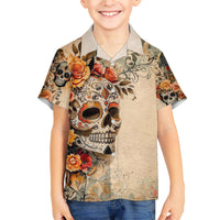 Sugar Skull Family Matching Short Sleeve Bodycon Dress and Hawaiian Shirt Rose Sugar Skull Vintage - Wonder Print Shop