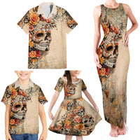 Sugar Skull Family Matching Tank Maxi Dress and Hawaiian Shirt Rose Sugar Skull Vintage - Wonder Print Shop