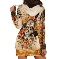 Sugar Skull Hoodie Dress Rose Sugar Skull Vintage - Wonder Print Shop