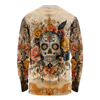 Sugar Skull Long Sleeve Shirt Rose Sugar Skull Vintage - Wonder Print Shop