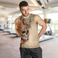 Sugar Skull Men Tank Top Rose Sugar Skull Vintage - Wonder Print Shop