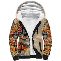 Sugar Skull Sherpa Hoodie Rose Sugar Skull Vintage - Wonder Print Shop