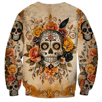 Sugar Skull Sweatshirt Rose Sugar Skull Vintage - Wonder Print Shop
