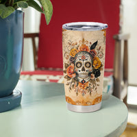 Sugar Skull Tumbler Cup Rose Sugar Skull Vintage - Wonder Print Shop
