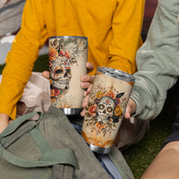 Sugar Skull Tumbler Cup Rose Sugar Skull Vintage - Wonder Print Shop