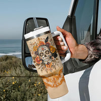 Sugar Skull Tumbler With Handle Rose Sugar Skull Vintage - Wonder Print Shop
