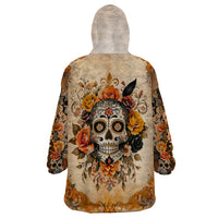 Sugar Skull Wearable Blanket Hoodie Rose Sugar Skull Vintage - Wonder Print Shop