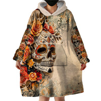 Sugar Skull Wearable Blanket Hoodie Rose Sugar Skull Vintage - Wonder Print Shop