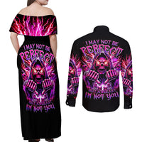 Thunder Skull Couples Matching Off Shoulder Maxi Dress and Long Sleeve Button Shirt I May Be Not Perfect But At Least I'm Not You - Wonder Print Shop