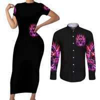 Thunder Skull Couples Matching Short Sleeve Bodycon Dress and Long Sleeve Button Shirt I May Be Not Perfect But At Least I'm Not You - Wonder Print Shop