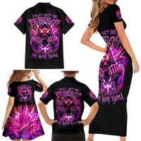 Thunder Skull Family Matching Short Sleeve Bodycon Dress and Hawaiian Shirt I May Be Not Perfect But At Least I'm Not You - Wonder Print Shop