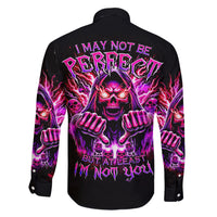 Thunder Skull Family Matching Short Sleeve Bodycon Dress and Hawaiian Shirt I May Be Not Perfect But At Least I'm Not You - Wonder Print Shop