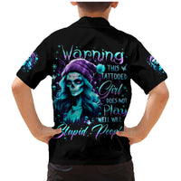 Christmas Skull Girl Family Matching Mermaid Dress and Hawaiian Shirt Warning This Tattooed Girl Does Not Play With Stupid People - Wonder Print Shop