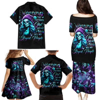 Christmas Skull Girl Family Matching Puletasi Dress and Hawaiian Shirt Warning This Tattooed Girl Does Not Play With Stupid People - Wonder Print Shop