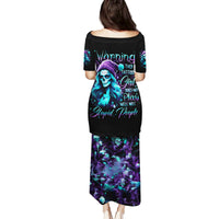 Christmas Skull Girl Family Matching Puletasi Dress and Hawaiian Shirt Warning This Tattooed Girl Does Not Play With Stupid People - Wonder Print Shop