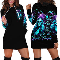 Christmas Skull Girl Hoodie Dress Warning This Tattooed Girl Does Not Play With Stupid People - Wonder Print Shop