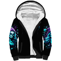 Christmas Skull Girl Sherpa Hoodie Warning This Tattooed Girl Does Not Play With Stupid People - Wonder Print Shop