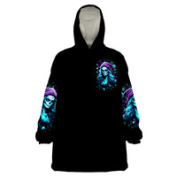 Christmas Skull Girl Wearable Blanket Hoodie Warning This Tattooed Girl Does Not Play With Stupid People - Wonder Print Shop