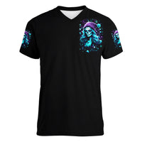 Christmas Skull Girl Women V Neck T Shirt Warning This Tattooed Girl Does Not Play With Stupid People - Wonder Print Shop