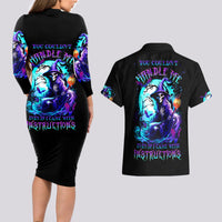 Witch Skull Couples Matching Long Sleeve Bodycon Dress and Hawaiian Shirt You Couldn't Handle Me Even With Intrustions - Wonder Print Shop