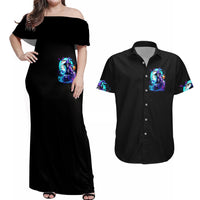 Witch Skull Couples Matching Off Shoulder Maxi Dress and Hawaiian Shirt You Couldn't Handle Me Even With Intrustions - Wonder Print Shop