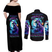 Witch Skull Couples Matching Off Shoulder Maxi Dress and Long Sleeve Button Shirts You Couldn't Handle Me Even With Intrustions - Wonder Print Shop