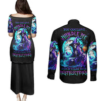 Witch Skull Couples Matching Puletasi Dress and Long Sleeve Button Shirts You Couldn't Handle Me Even With Intrustions - Wonder Print Shop