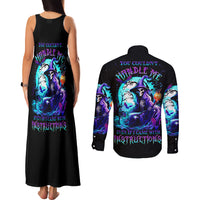 Witch Skull Couples Matching Tank Maxi Dress and Long Sleeve Button Shirts You Couldn't Handle Me Even With Intrustions - Wonder Print Shop