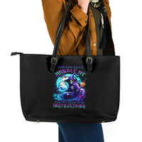 Witch Skull Leather Tote Bag You Couldn't Handle Me Even With Intrustions - Wonder Print Shop