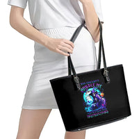 Witch Skull Leather Tote Bag You Couldn't Handle Me Even With Intrustions - Wonder Print Shop