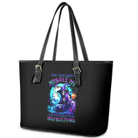 Witch Skull Leather Tote Bag You Couldn't Handle Me Even With Intrustions - Wonder Print Shop